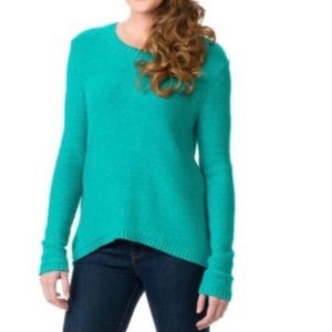 ISAAC MIZRAHI Teal Cable Knit Long Sleeve Cotton Blend Sweater Tunic M